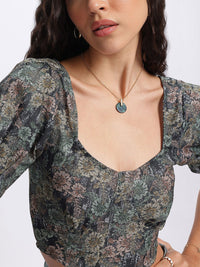 DressBerry Mosaic Muse Smocked Crop Top