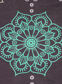 KLOTTHE Black Ethnic Motifs Printed 300TC Fitted Double King Bedsheet With 4 Pillow Cover