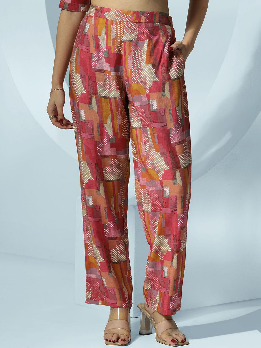 Libas Abstract Printed Shirt With Trousers Co-Ords