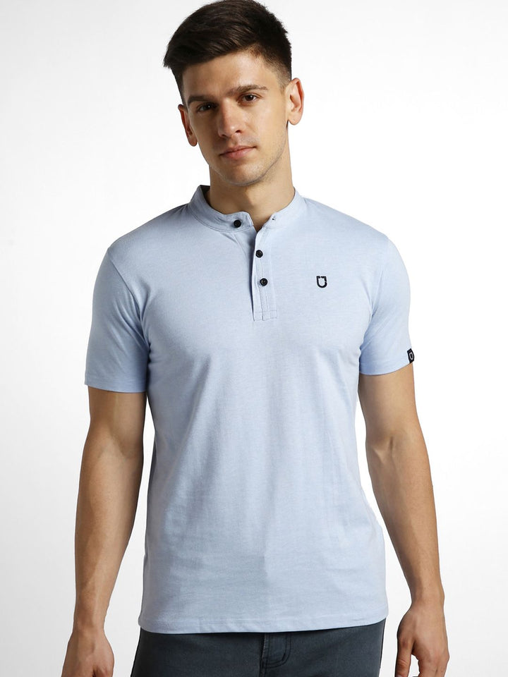 Urbano Fashion Mandarin Collar Slim Fit Pure Cotton T-shirt