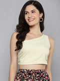 SASSAFRAS Lime Green One Shoulder Crop Top