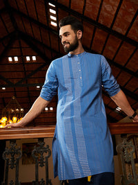 Anouk Men Blue Bandhani Printed Pure Cotton Kurta