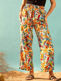 Berrylush Women Multi Abstract Printed High-Rise Trousers