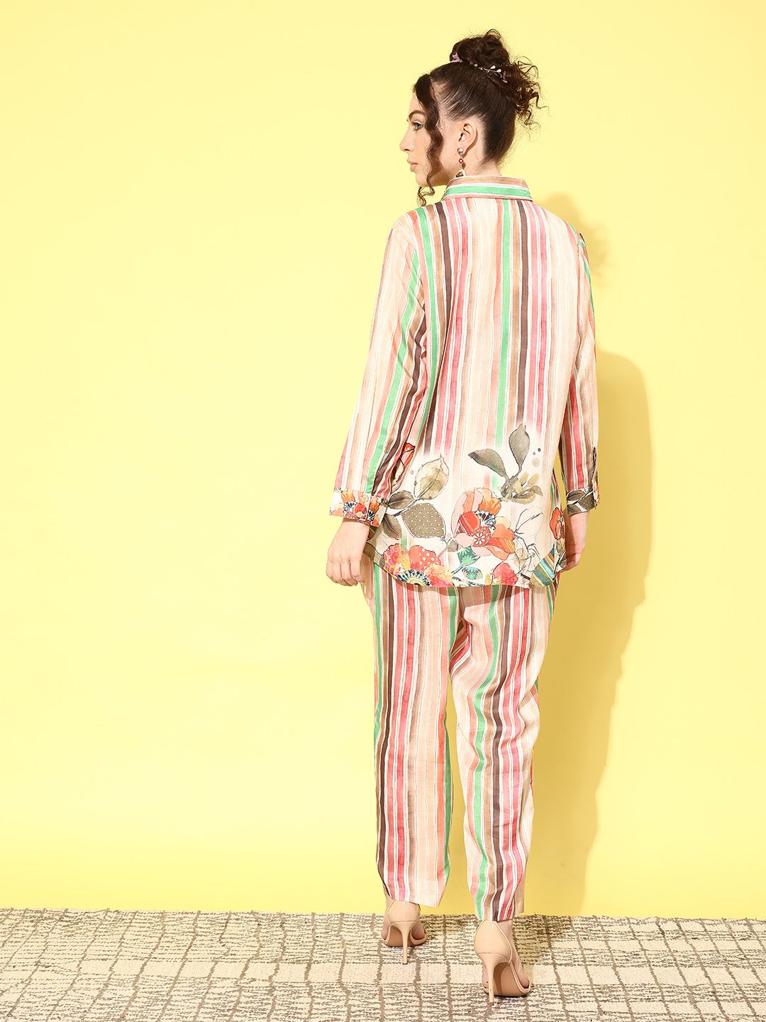 Indo Era Women Floral Printed Shirt with Trousers