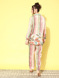 Indo Era Women Floral Printed Shirt with Trousers