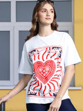 DressBerry Graphic Printed Drop-Shoulder Sleeves T-shirt