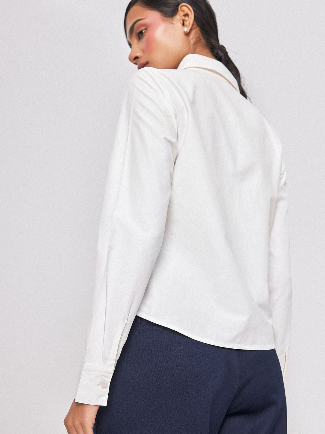 The Label Life White Comfort Ruffled Casual Shirt