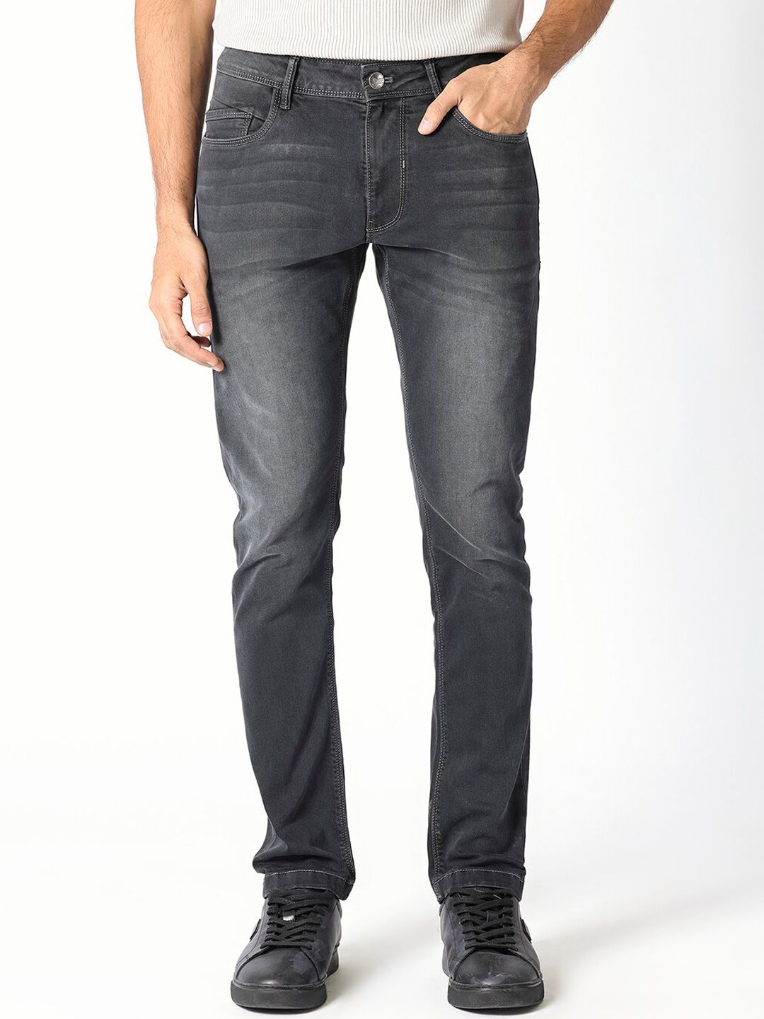 RARE RABBIT Men Hawkins Slim Fit Mid-Rise Cotton Jeans