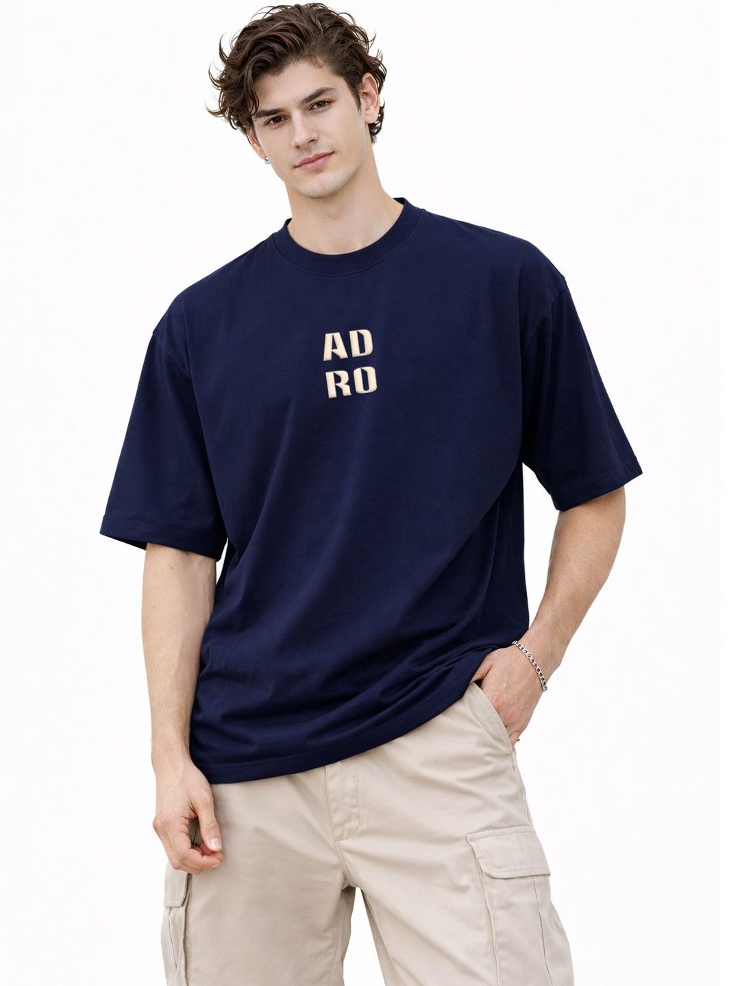 ADRO Men Printed Drop-Shoulder Sleeves T-shirt