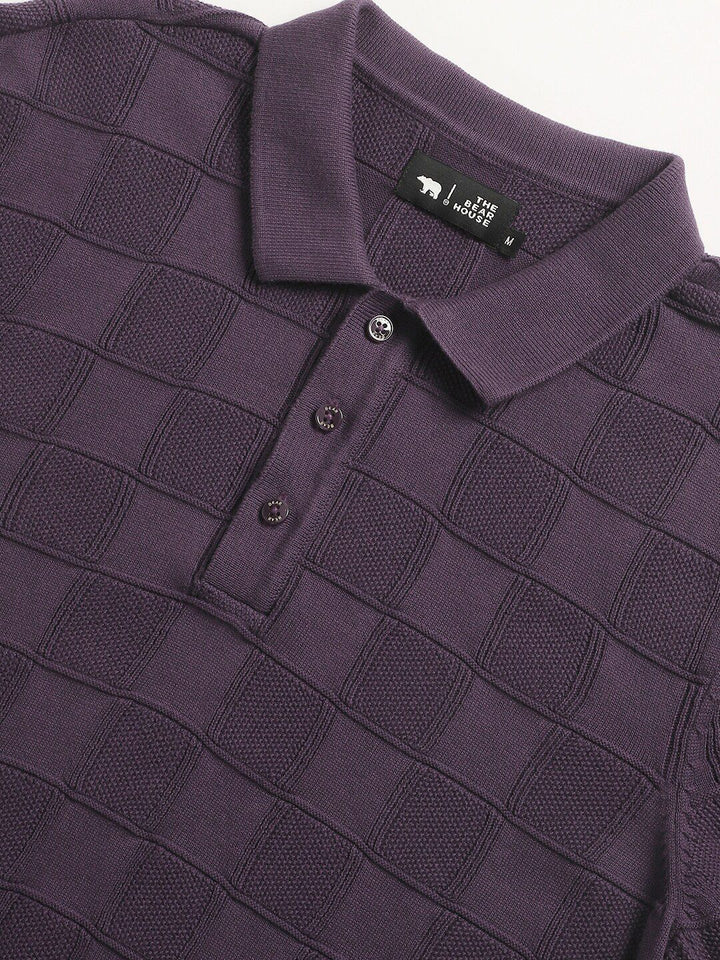 THE BEAR HOUSE Checked Polo Collar Cotton T-shirt