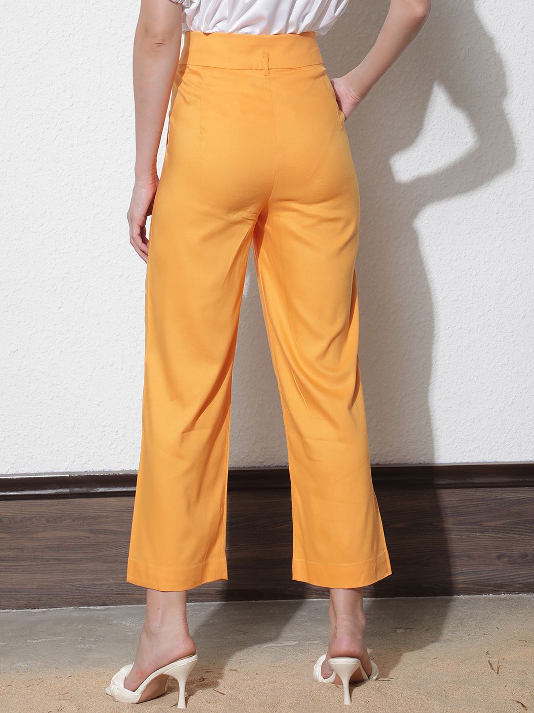 RAREISM Women Slim Fit Pleated Trousers