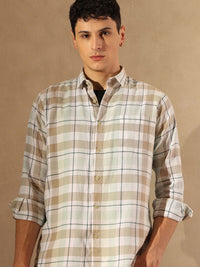 DENNISON Spread Collar Checked Casual Shirt
