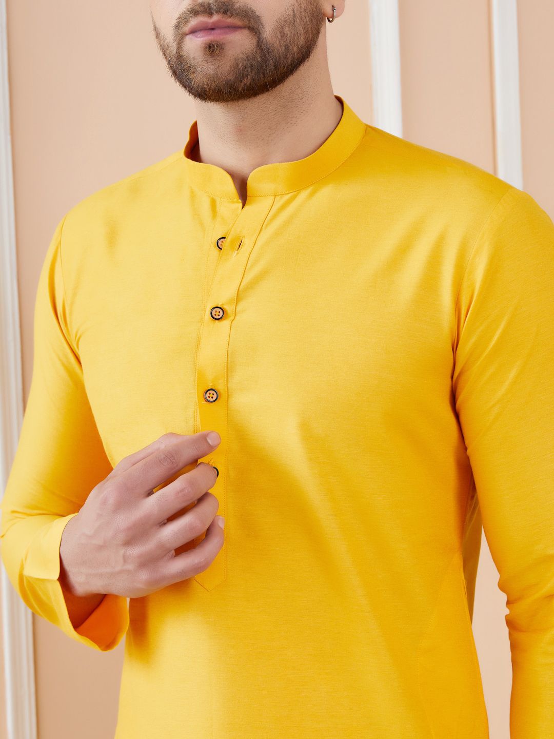 See Designs Mandarin Collar Long Sleeves Pure Cotton Straight Kurta