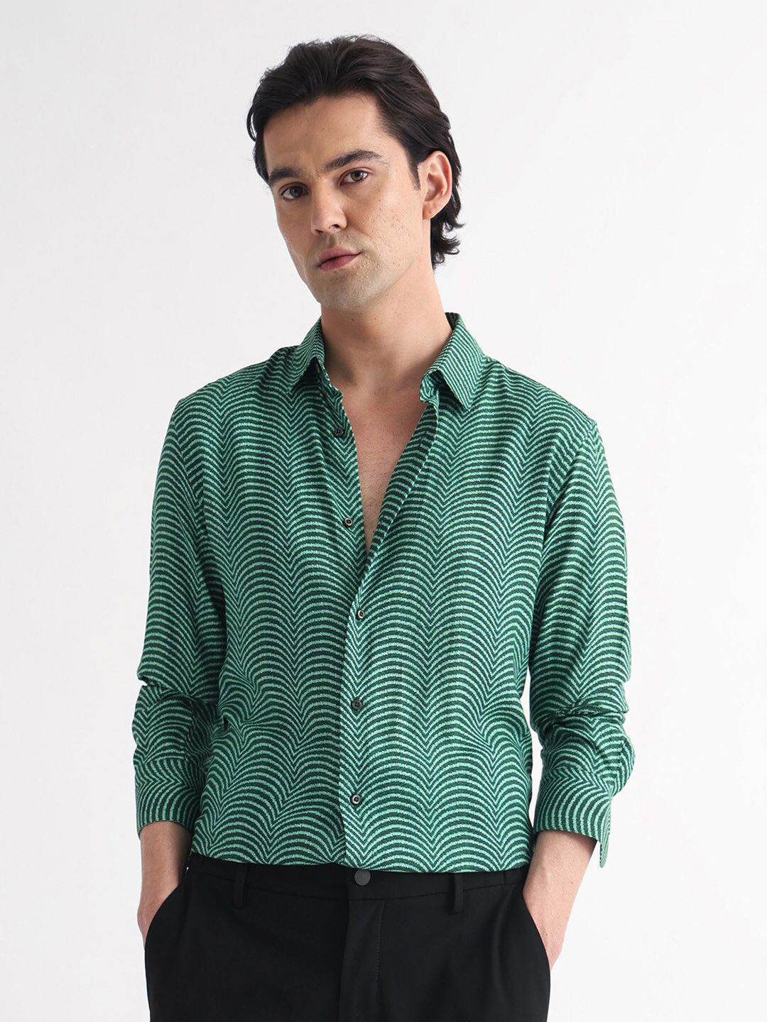 RARE RABBIT Men Dunk Abstract Printed Slim Fit Shirt