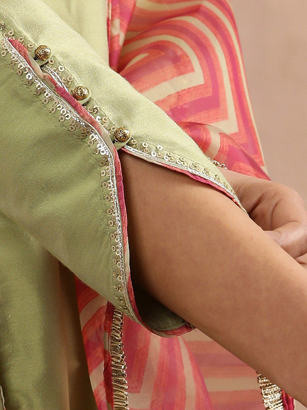 W Women Regular Sequinned Kurta with Trousers & With Dupatta