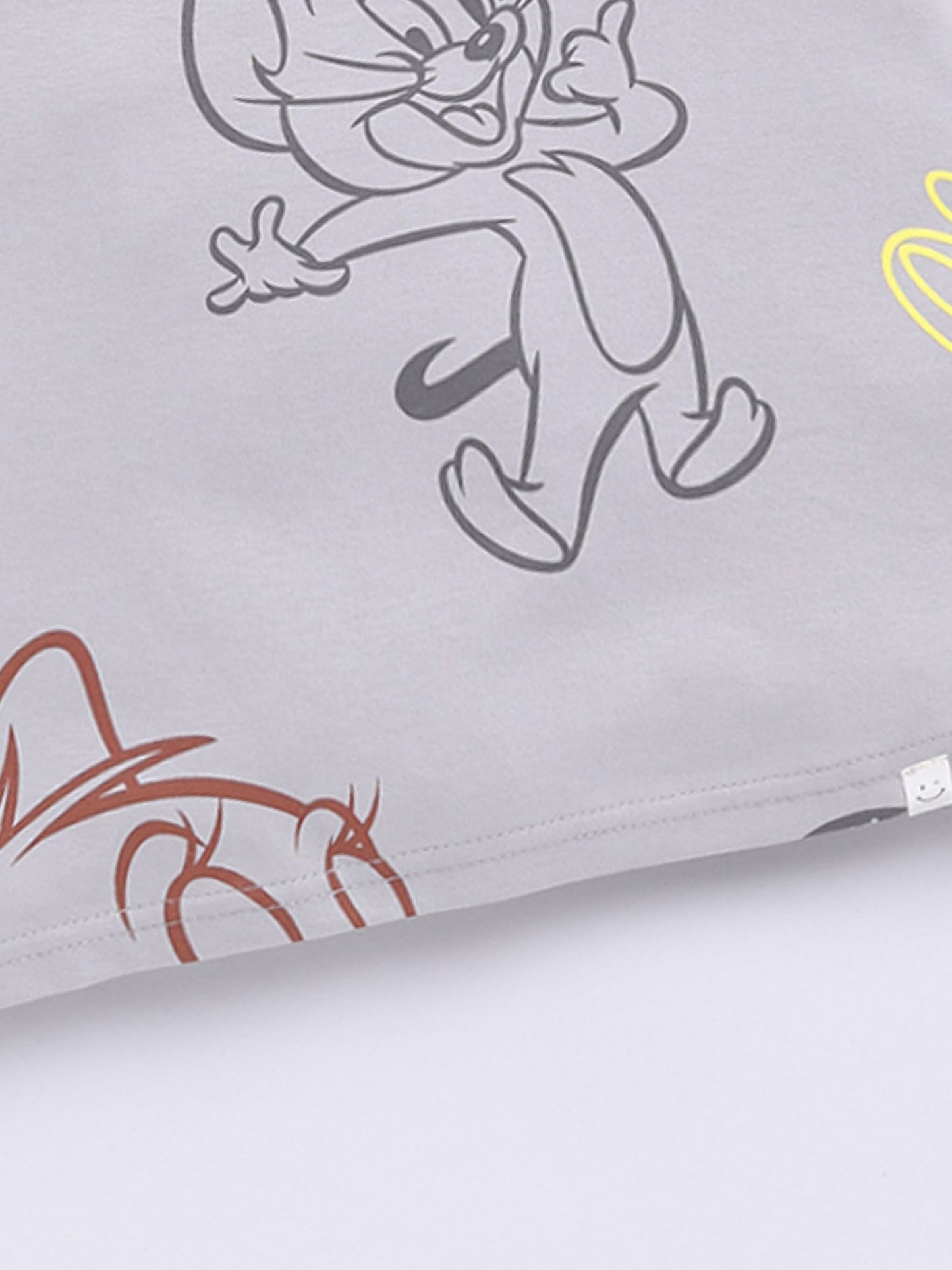 Happy Faces Boys Tom & Jerry Print Drop-Shoulder Sleeves Pure Cotton T-shirt