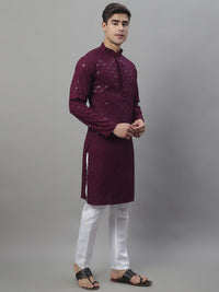 Jompers Ethnic Motifs Chikankari Embroidered Kurta With Pyjamas