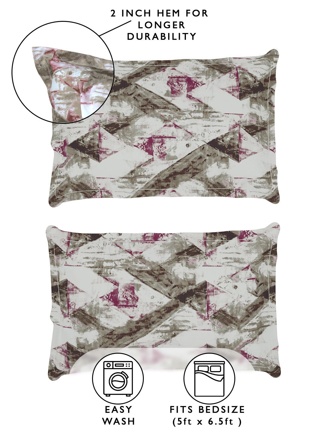 Story@home Arena Brown & Grey Printed 180 TC Queen Bedsheet & 2 Pillow Covers