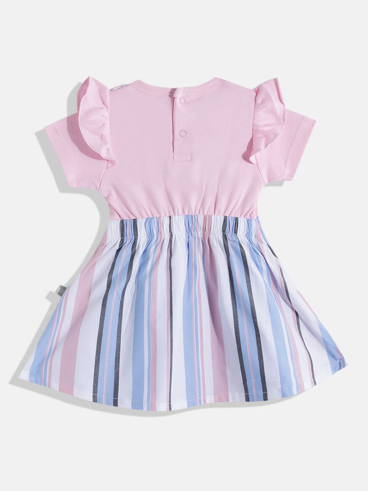Moms Love Infant Girls Print Bow Detail Pleated Fit & Flare Dress