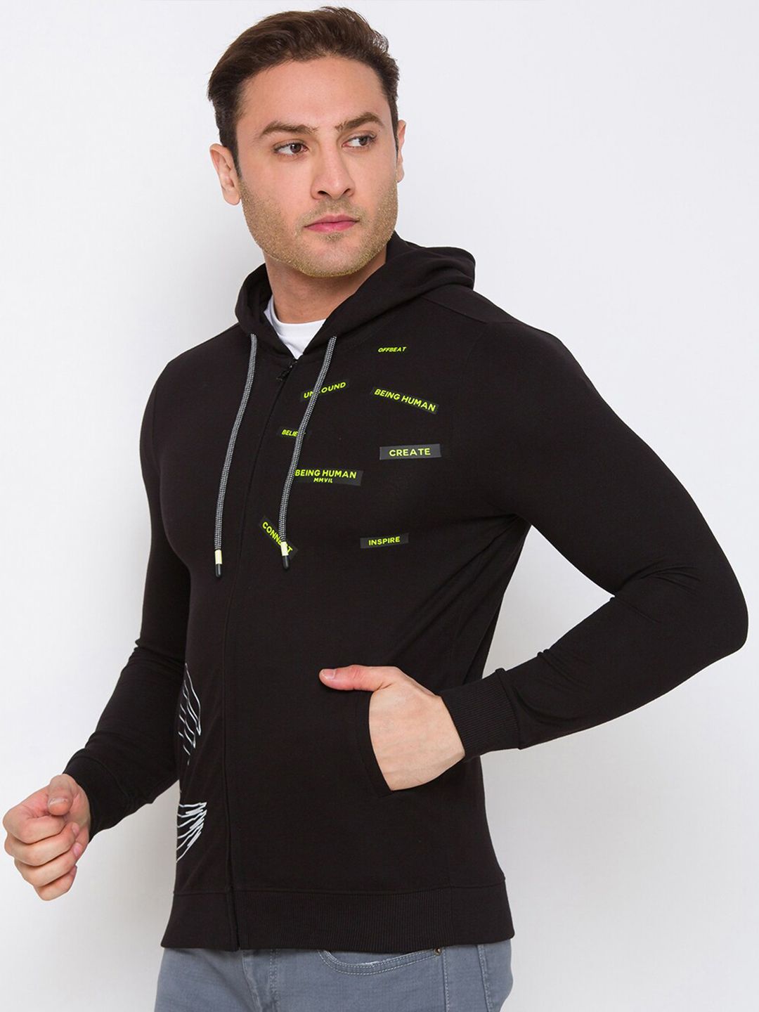 Being Human Printed Hooded Sweatshirt