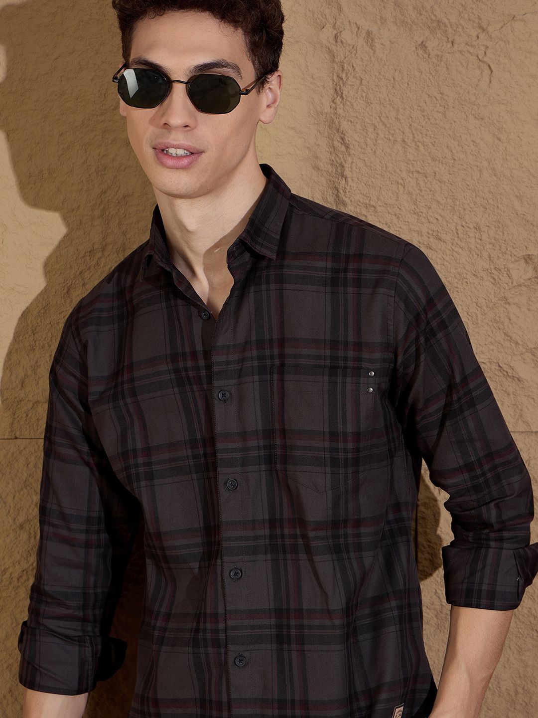 DENNISON Smart Opaque Tartan Checked Casual Shirt