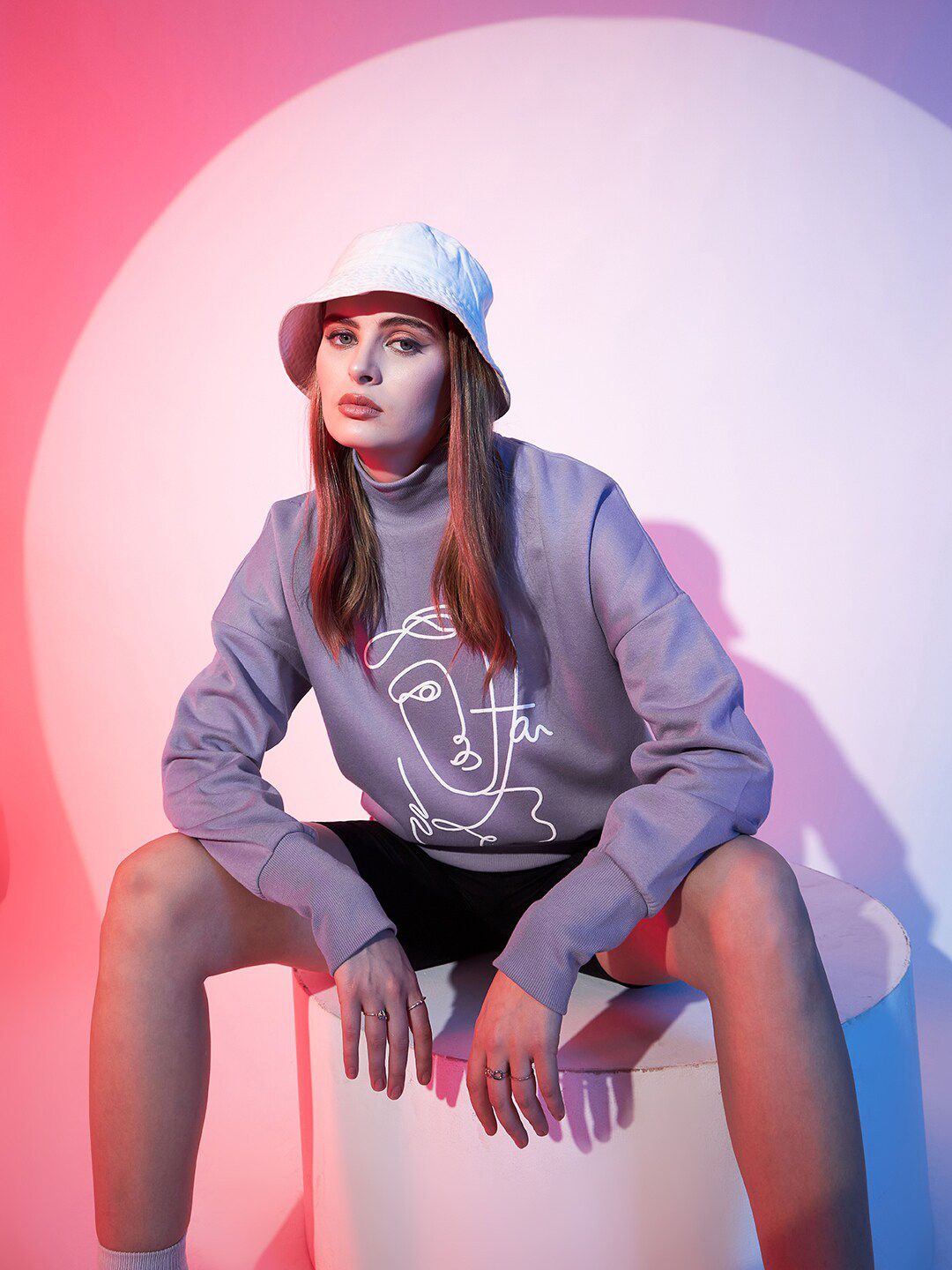 STREET 9 Graphic Printed Fleece Pullover Sweatshirt