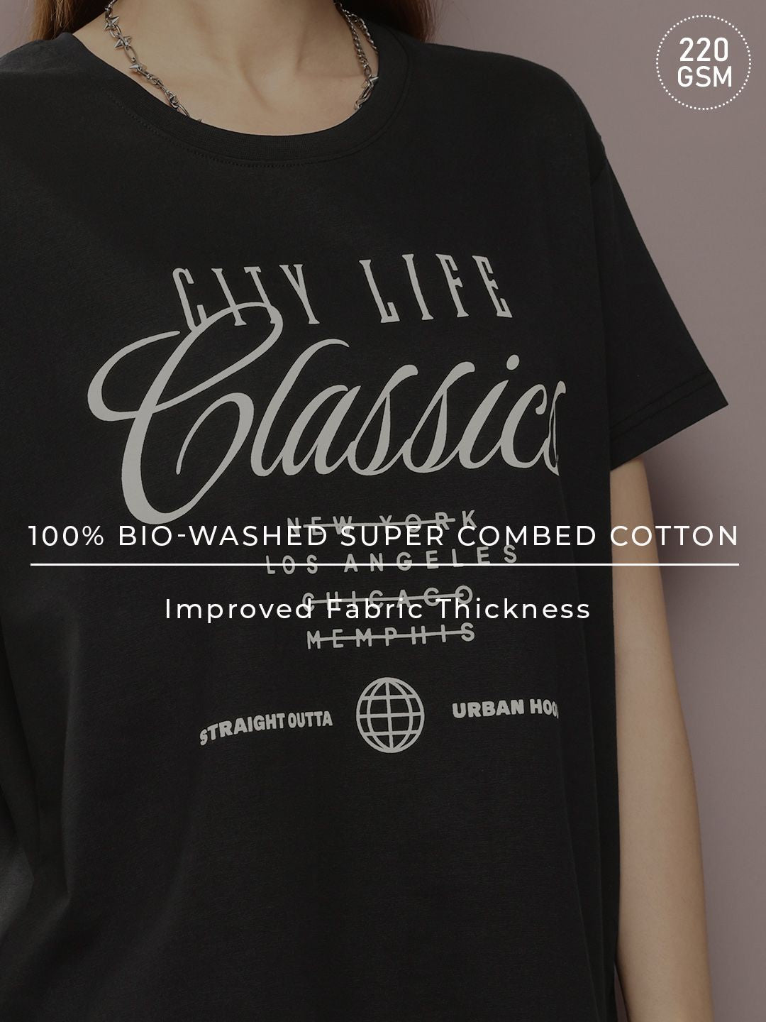 DILLINGER Typography Printed Drop-Shoulder Sleeves Pure Cotton Boxy T-shirt