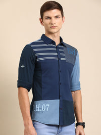 Being Human Men Pure Cotton Slim Fit Colourblocked Casual Shirt