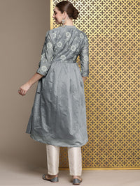 House of Pataudi Floral Printed A-Line Angrakha Jashn Kurta