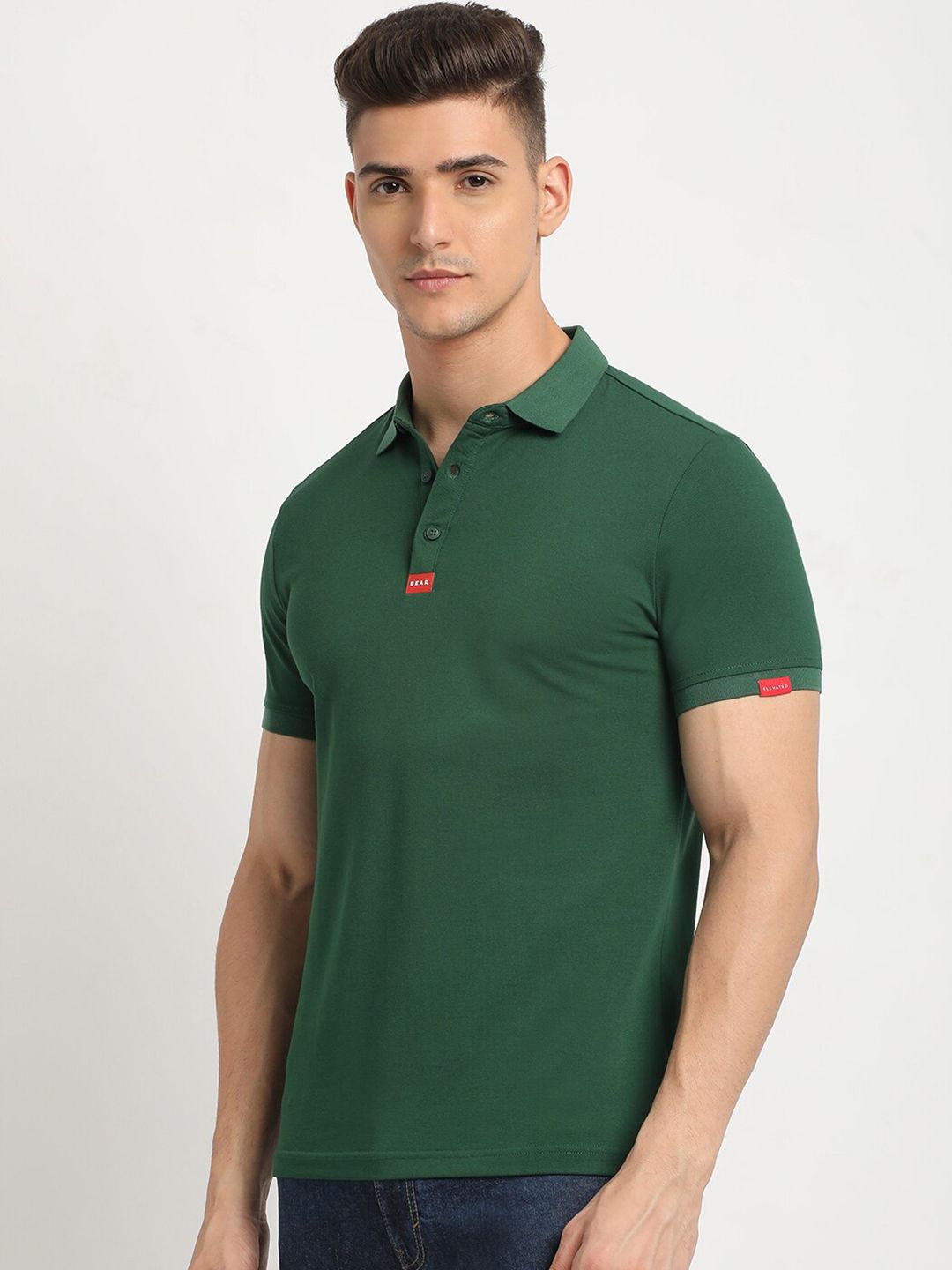 THE BEAR HOUSE Polo Collar Short Sleeves Slim Fit T-shirt