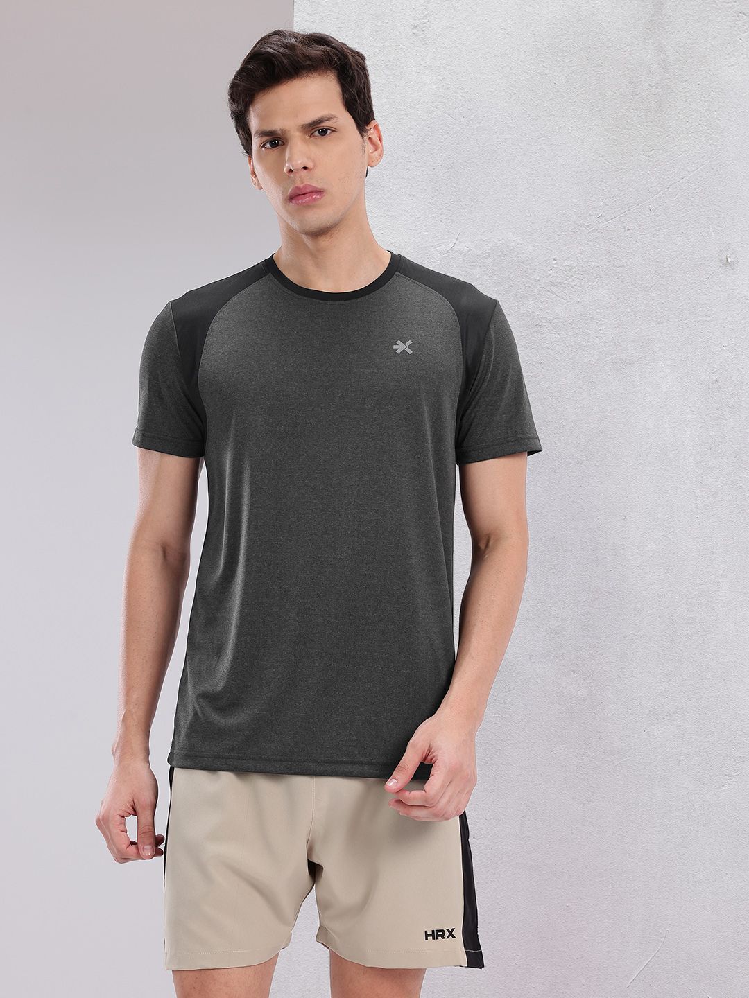HRX by Hrithik Roshan Men Contrast Panel Rapid-Dry Training T-shirt