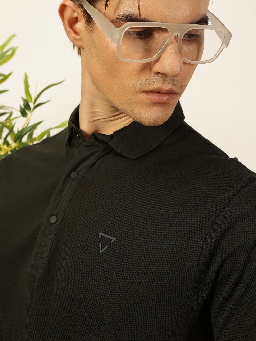 Thomas Scott Men Solid Polo Collar Cotton T-shirt