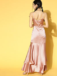 Berrylush Women Pretty Pink Solid Tiered Dress