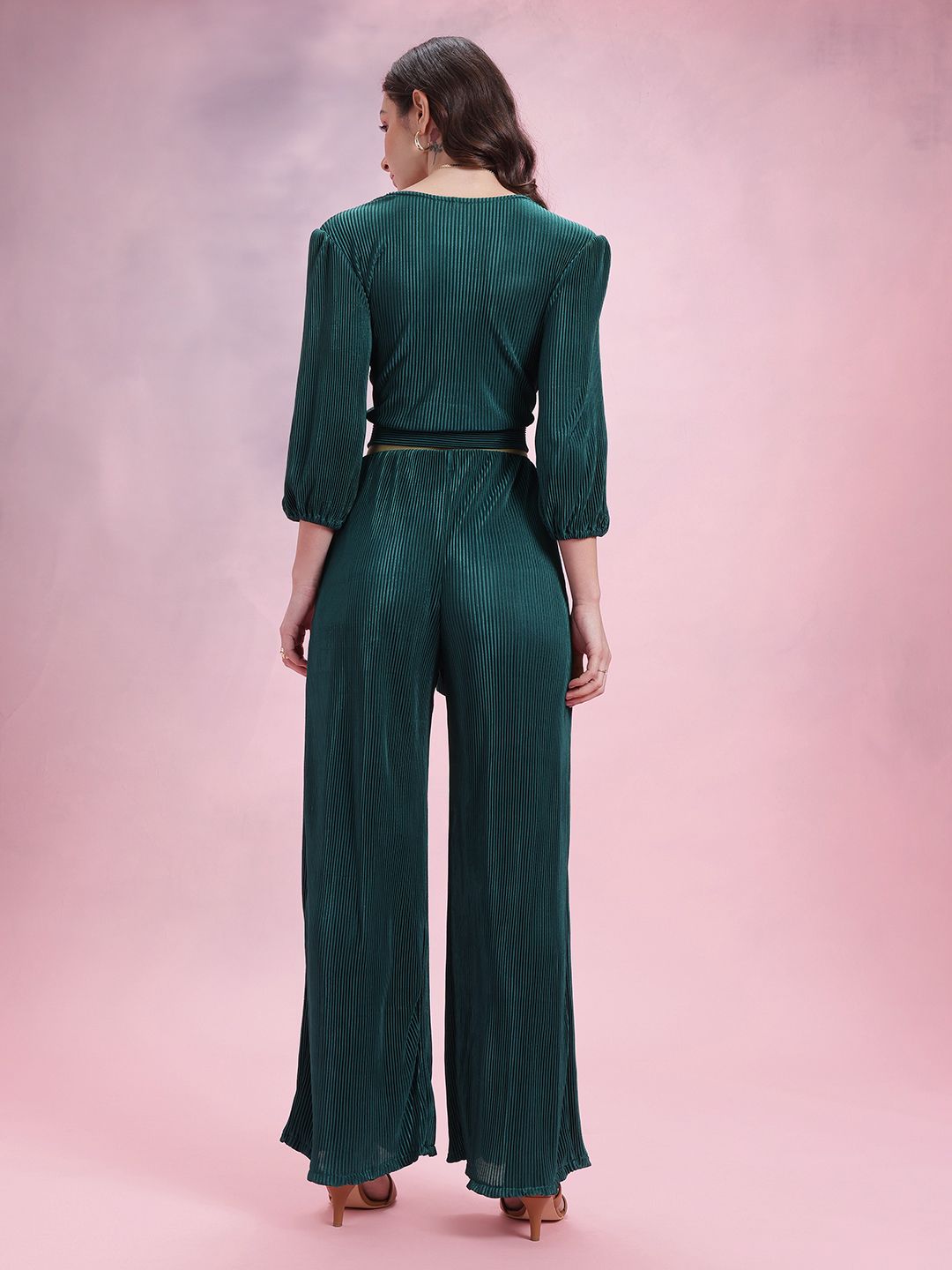 DressBerry Solid Accordion Pleats Co-Ords