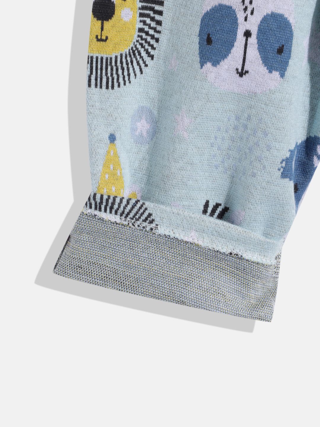 Moms Love Infant Boys Pure Cotton Graphic Printed Dungarees with Solid T-shirt