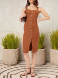 DressBerry Button-Down Breeze Ribbed Slit Sheath Dress