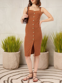 DressBerry Button-Down Breeze Ribbed Slit Sheath Dress