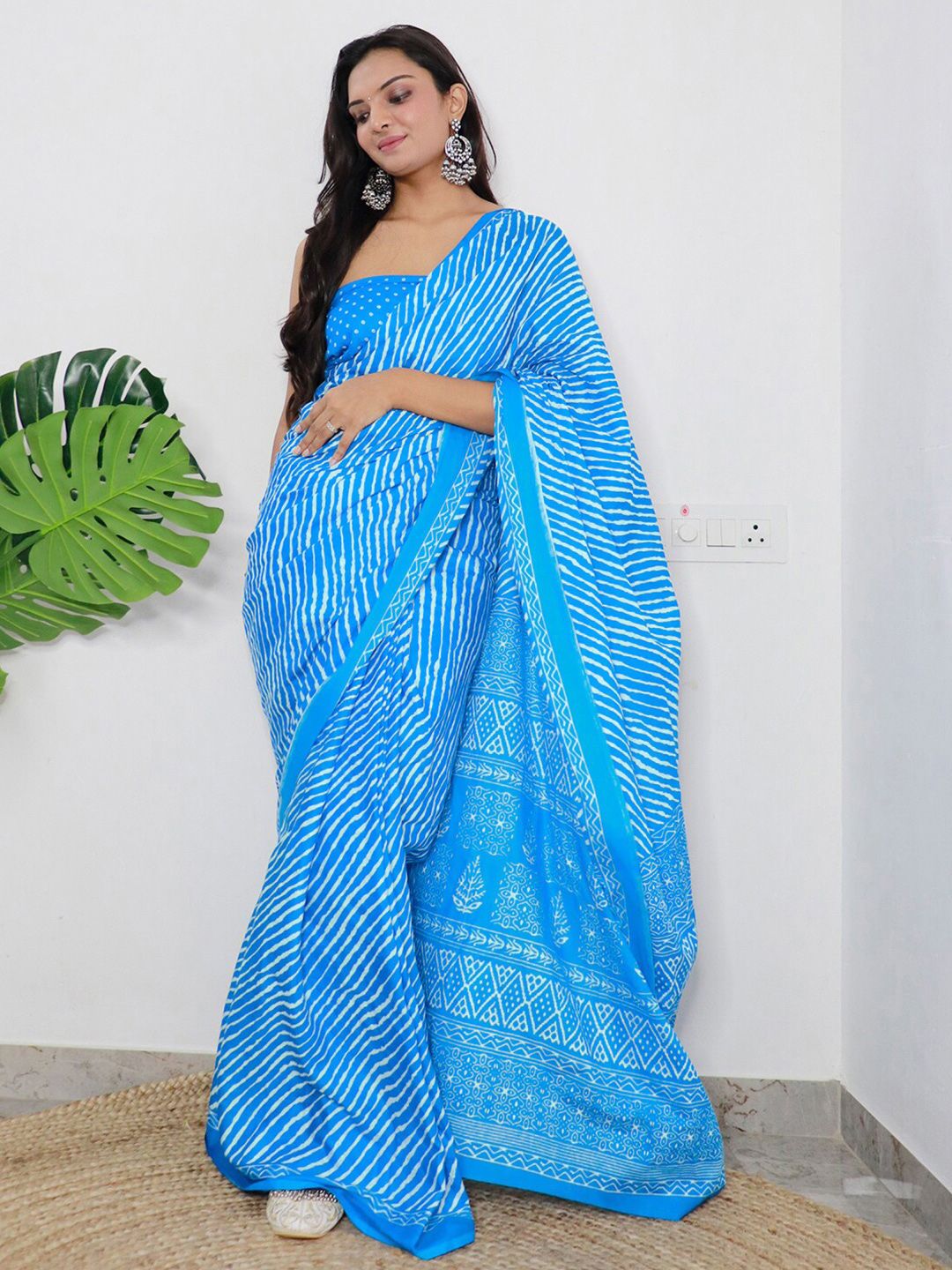 Saree mall Leheriya Printed Pure Cotton Saree