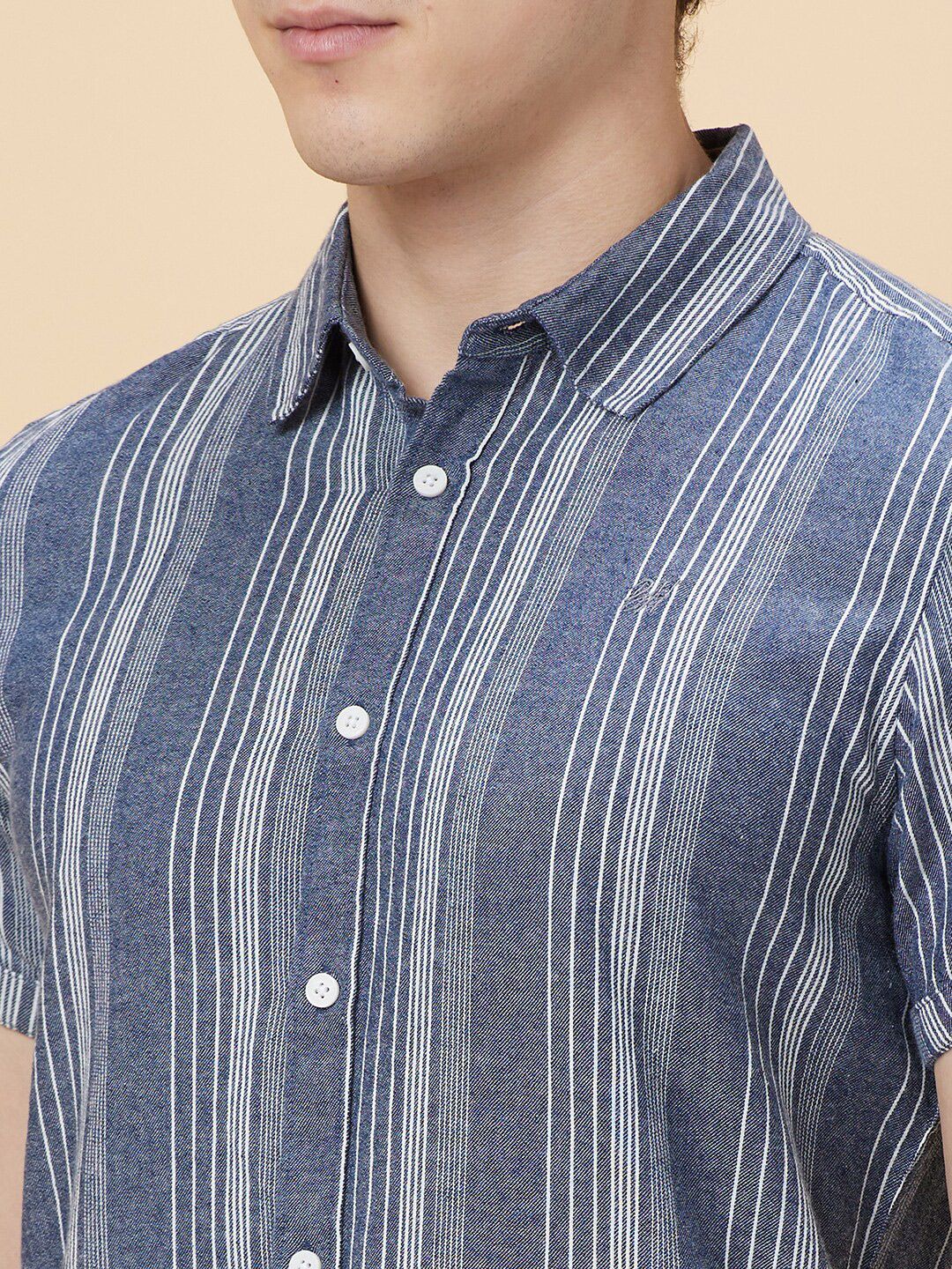 Being Human Slim Fit Striped Spread Collar Short Sleeves Casual Shirt
