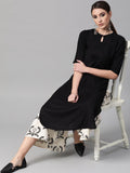 Gerua By Libas Women Black Off-White Solid Kurta with Palazzos