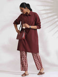 trueBrowns Shirt Collar Cotton Tunic with Trouser