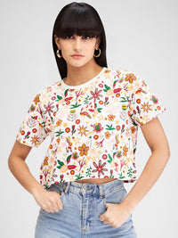 SPYKAR Women Floral Printed Pockets Boxy T-shirt