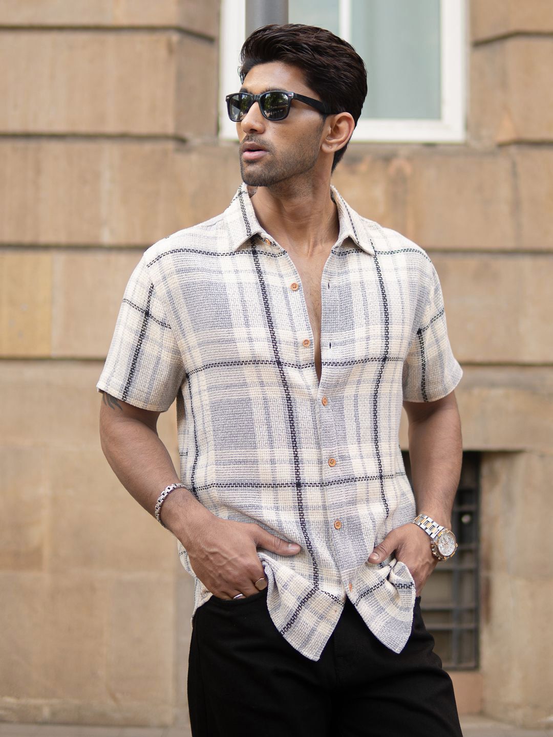 Powerlook Men Tartan Checks Checked Casual Shirt