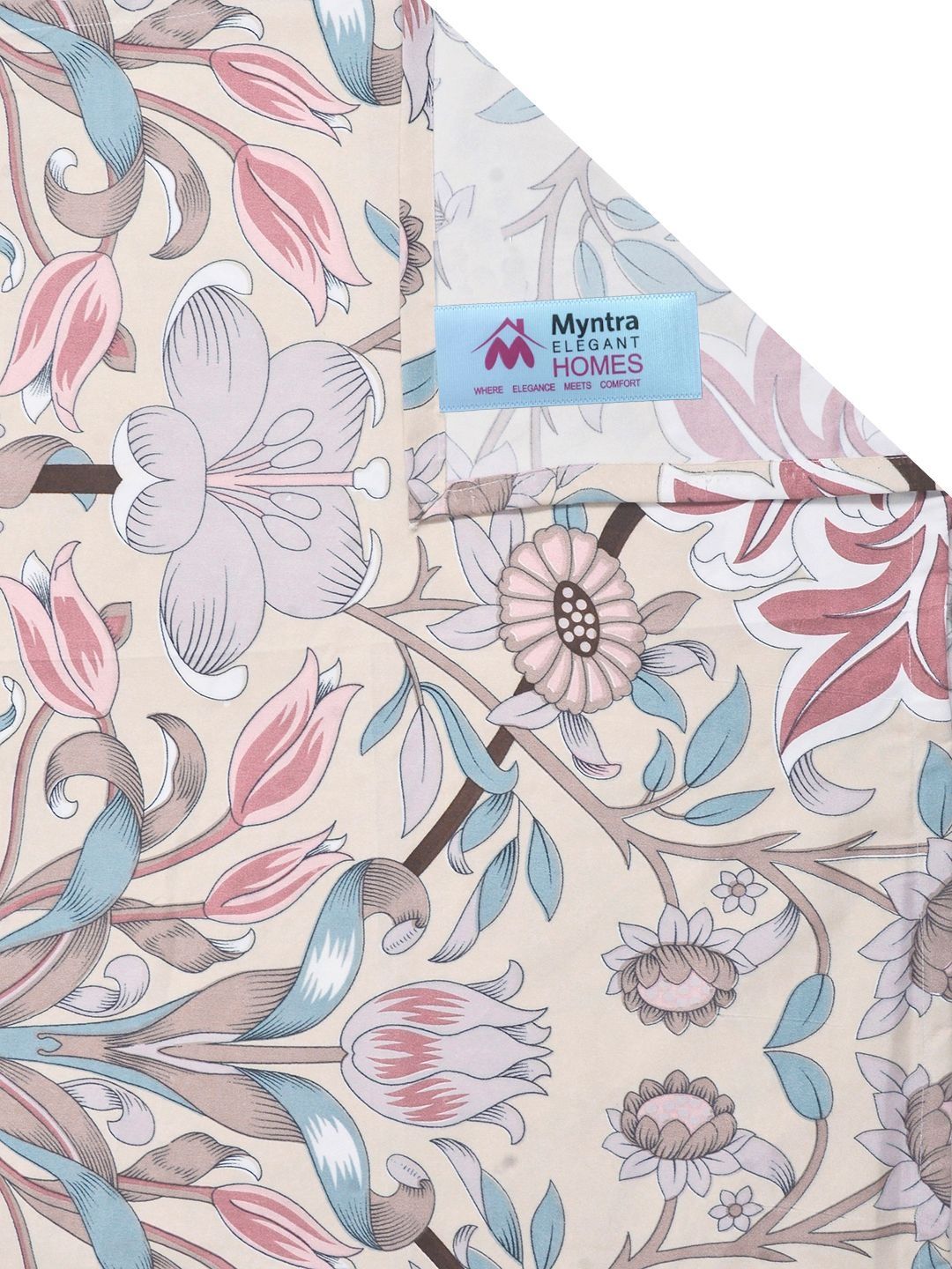 Myntra Elegant Homes Pink Floral 300 TC Super King Double Bedsheet dengan 2 Sarung Bantal