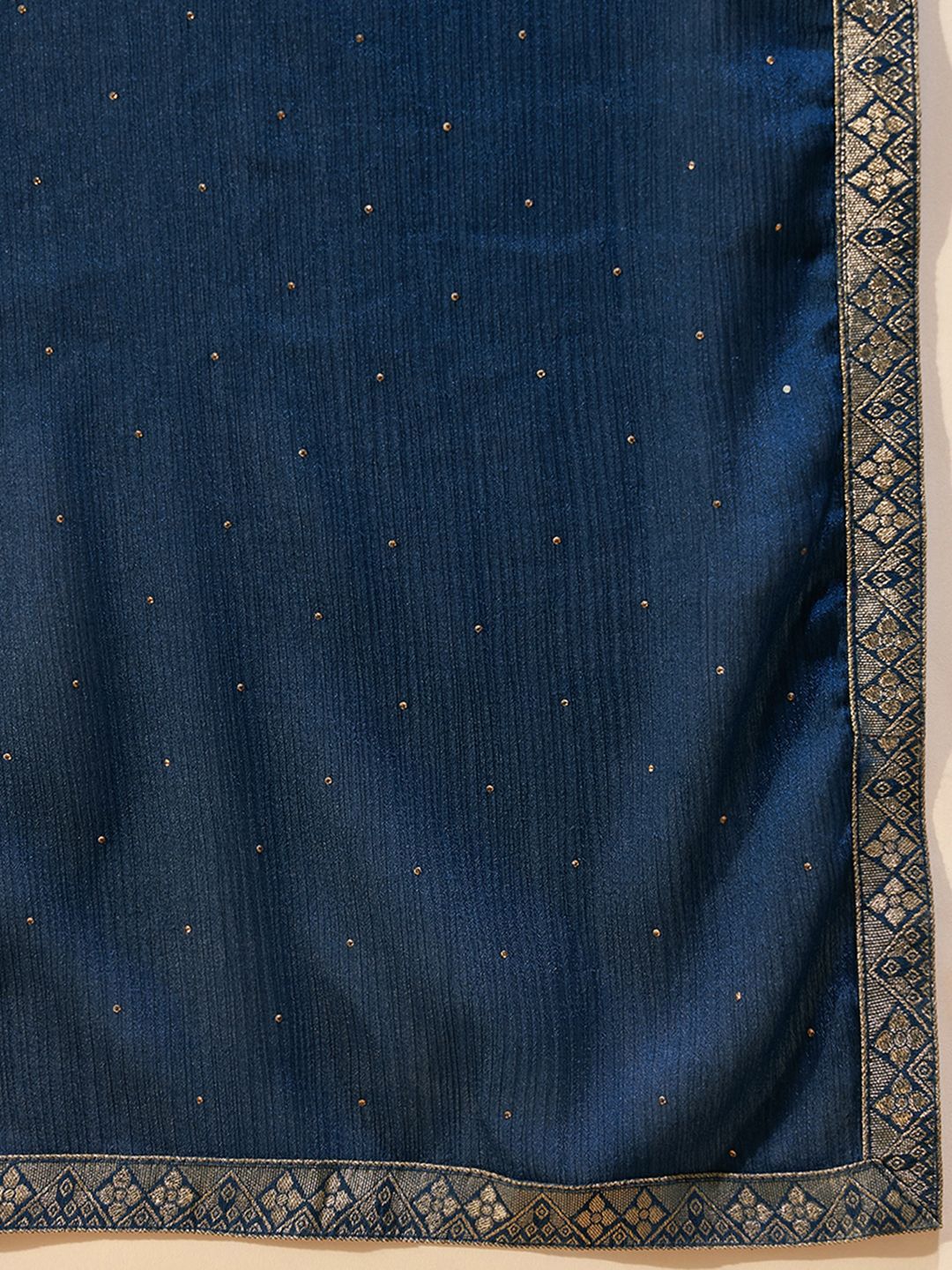 Indo Era Ethnic Motifs Embroidered V-Neck Jacquard Straight Kurta With Trousers & Dupatta