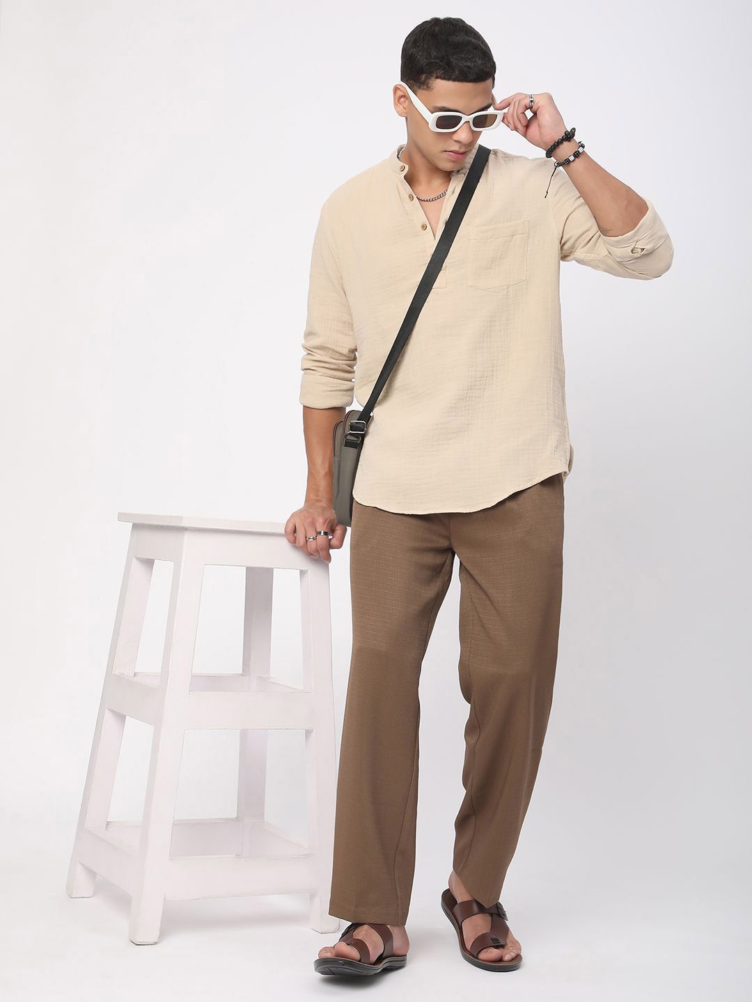 VASTRADO Men Woven Design Anarkali Kurta