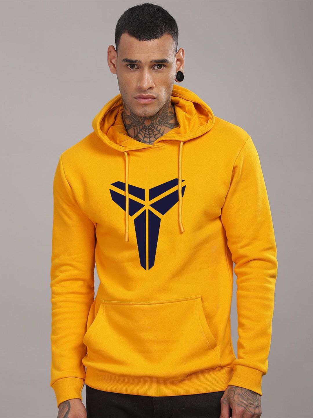 ADRO Men Cotton Graphic Printed Hooded Neck Pullover Sweatshirt