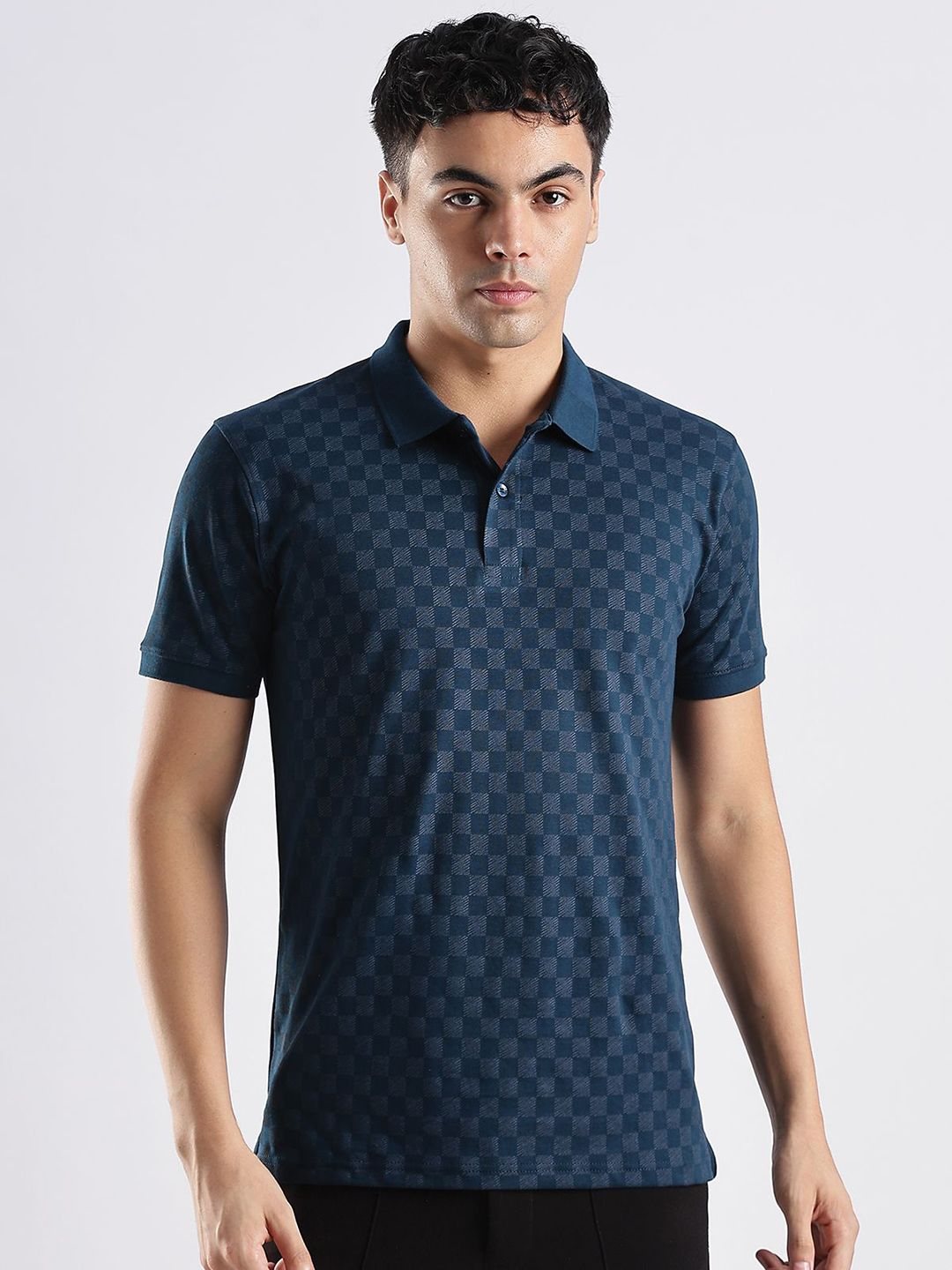 Baju-T Kapas Kolar Polo ADRO Berpetak