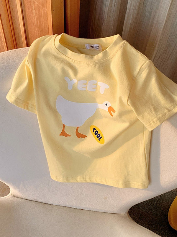 YK Girls Typography Printed Extended Sleeves Raw Edge T-shirt