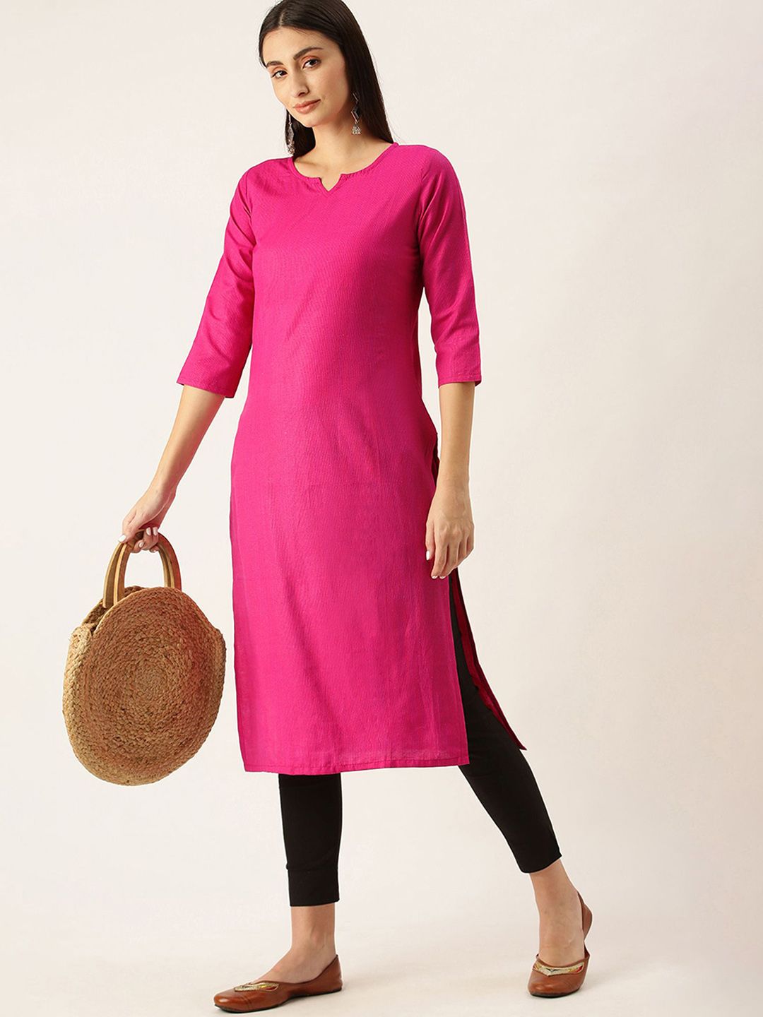 KALINI Notch Neck Straight Kurta